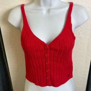 Women's HOLLISTER CA Knit Sweater Tank Crop Top in Red - Size XS